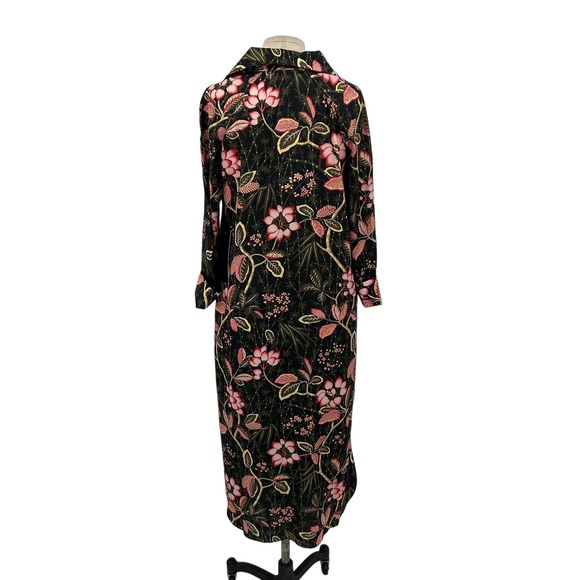 Tuckernuck Midi Shirt Dress Black Floral Print Collared Button Size Small - Picture 5 of 10